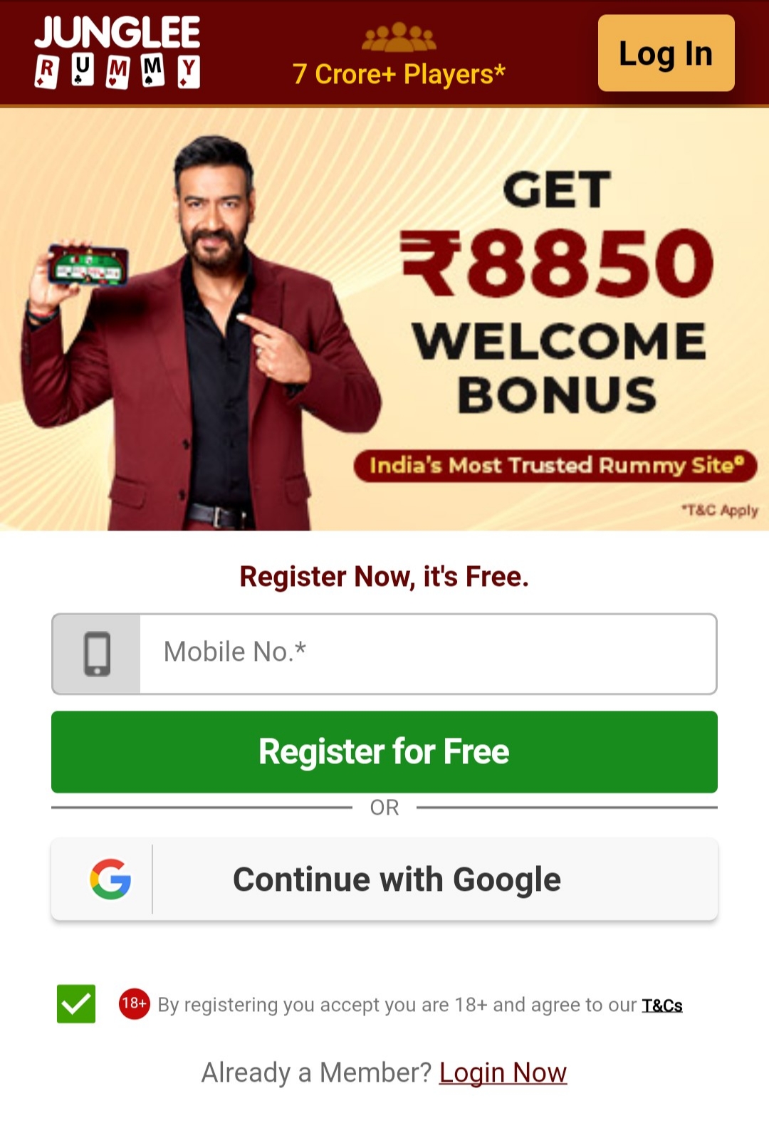 Junglee welcome bonus